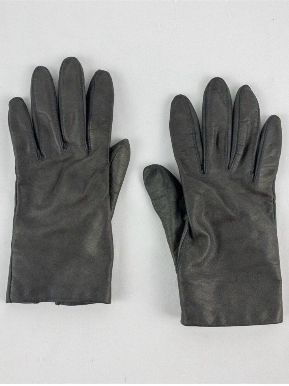 Fownes Vintage Dark Gray Leather Drive Gloves Women Medium 7